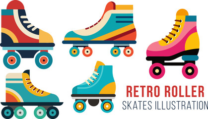 Retro Roller Skates illustration set