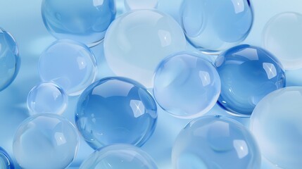 A captivating collection of translucent blue bubbles, offering a serene and calming visual effect perfect for various designs.