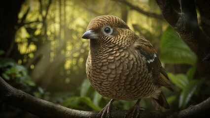 Naklejka premium The tender moment of a abbott's babbler bird captured with intricate detailing. portraying the harmony of its habitat.