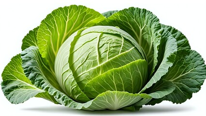 Fototapeta premium Fresh green cabbage isolated on white background.