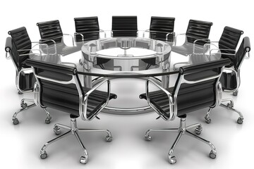 A group of people sitting around a table in a conference room