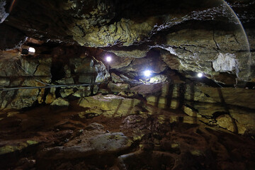 Interior of Ialomita Cave in Bucegi Mountains, Romania