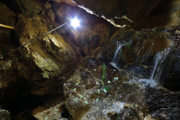 Interior of Ialomita Cave in Bucegi Mountains, Romania