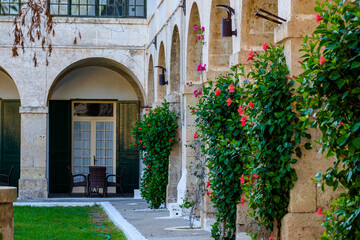 first class hostelry, French block, island of the Lazaret, Illa del Llatzeret, interior of the port of Mahon, Menorca, balearic islands, Spain