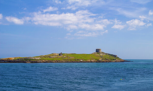 Dalkey Island opposite coliemore Harbour in Dalkey, County Dublin, Ireland.
