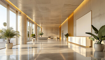 Modern lobby with textured walls