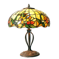 Vintage stained glass table lamp with floral design. Beautifully crafted, perfect for home decor or a retro-themed interior setting.