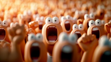 A 3D cartoon of fans reacting to the controversial VAR decision, high-resolution photo, realistic photo