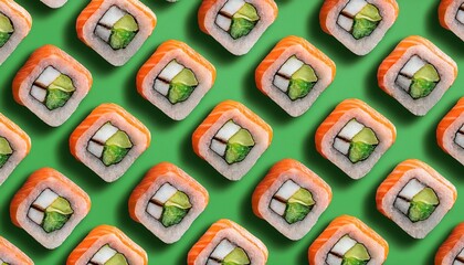 Realistic sushi seamless pattern 