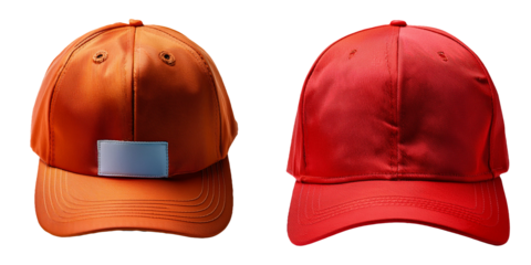 Two Blank Baseball Caps for Branding or Mockups