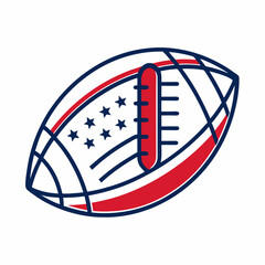 Vector Line Art of American Football with USA Flag Logo - Vector Icon, SVG Illustration on White Background