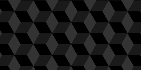 Abstract dark black cube modern and luxury square shape geometric wallpaper. Geometric tiles, mosaic creative seamless pattern block cube background. minimal hexagon Cubes mosaic.