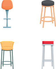 Illustration of four different modern stool designs on a white background