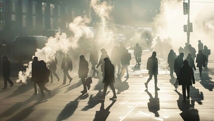 Urban Scene with Steam and Shadows