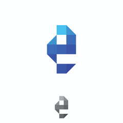 Letter E creative technological modern data pixel logo element template design