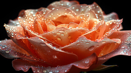 Beautiful rose gold on water drop close-up isolated 