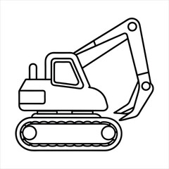 Excavator line art vector