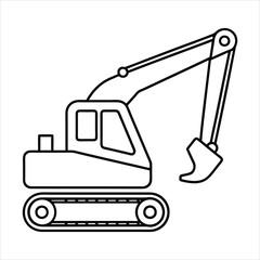 Excavator line art vector