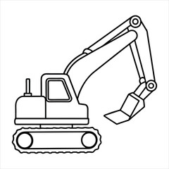 Excavator line art vector