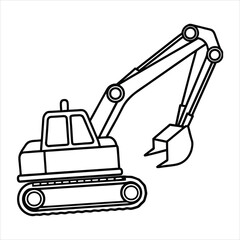 Excavator line art vector