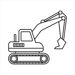 Excavator line art vector