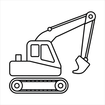 black outline excavator construction equipment clip art preview