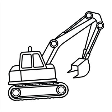 black outline excavator machine clip art preview