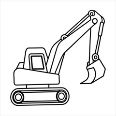 Excavator line art vector