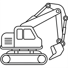 Excavator line art vector