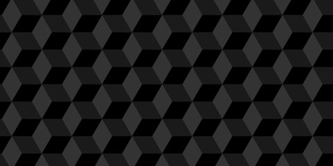 Minimal cubes geometric tile and mosaic wall grid backdrop hexagon technology wallpaper background. Black and gray block cube structure backdrop grid triangle texture vintage design. 