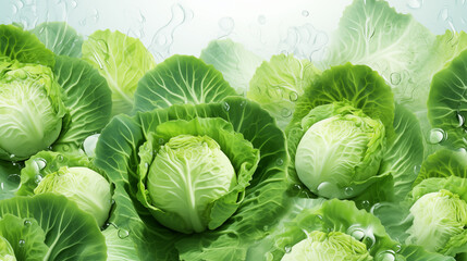Fototapeta premium Cabbage on White Background, Abstract Image, Texture, Pattern Background, Wallpaper, Cover and Screen of Smartphone, Cell Phone, Computer, Laptop, 9:16 and 16:9 Format
