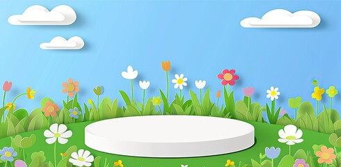 Colorful Paper Flowers in a Spring Scene