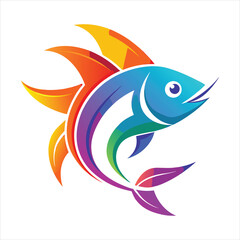 Fish design logo gradient colorful design art vector