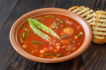Portion of Minestrone soup