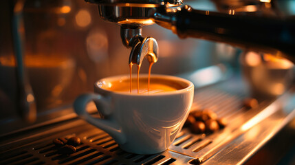 espresso machine pouring coffee