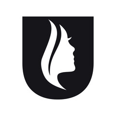 Face Logo combine with letter U vector template