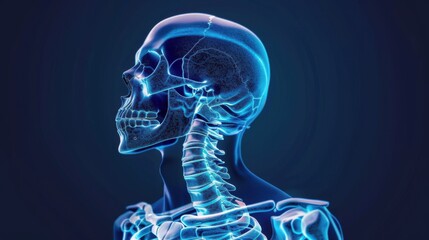 human skeleton, isolated 3D hologram.