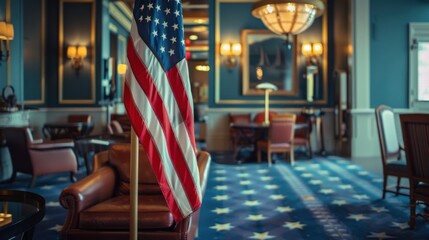 Flag of the United States of America. Abstract background of the United States of America flag waving in the air