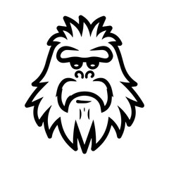 Yeti icon or modern line symbol. Vector line art and icon design with bold outline. Black and white Pixel Perfect minimalistic symbol isolated white background. Silhouette simple thin sign