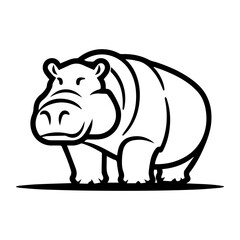 Hippopotamus icon or modern line symbol. Vector line art and icon design with bold outline. Black and white Pixel Perfect minimalistic symbol isolated white background. Silhouette simple thin sign