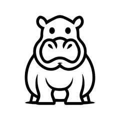 Hippopotamus icon or modern line symbol. Vector line art and icon design with bold outline. Black and white Pixel Perfect minimalistic symbol isolated white background. Silhouette simple thin sign