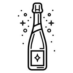 Champagne icon or modern line symbol. Vector line art and icon design with bold outline. Black and white Pixel Perfect minimalistic symbol isolated white background. Silhouette simple thin sign