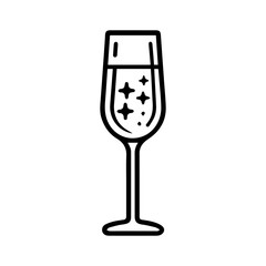 Champagne icon or modern line symbol. Vector line art and icon design with bold outline. Black and white Pixel Perfect minimalistic symbol isolated white background. Silhouette simple thin sign