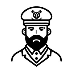 Captain icon or modern line symbol. Vector line art and icon design with bold outline. Black and white Pixel Perfect minimalistic symbol isolated white background. Silhouette simple thin sign