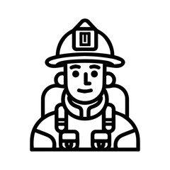 Firefighter icon or modern line symbol. Vector line art and icon design with bold outline. Black and white Pixel Perfect minimalistic symbol isolated white background. Silhouette simple thin sign