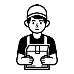 Courier icon or modern line symbol. Vector line art and icon design with bold outline. Black and white Pixel Perfect minimalistic symbol isolated white background. Silhouette simple thin sign