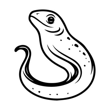 recommend clip art: Eel icon or modern line symbol. Vector line art and icon design with bold outline. Black and white Pixel Perfect minimalistic symbol isolated white background. Silhouette simple thin sign