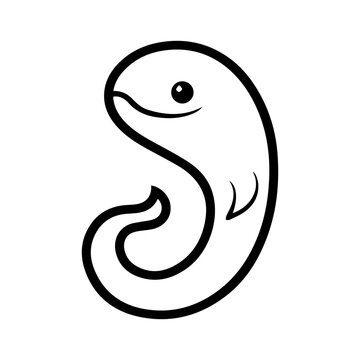 recommend clip art: Eel icon or modern line symbol. Vector line art and icon design with bold outline. Black and white Pixel Perfect minimalistic symbol isolated white background. Silhouette simple thin sign