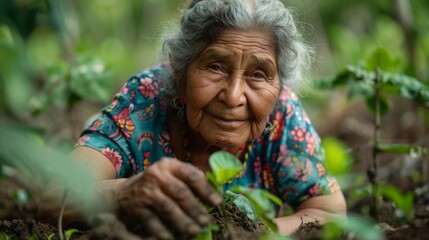 Fototapeta premium Elderly Women Leading Environmental Activism and Reforestation