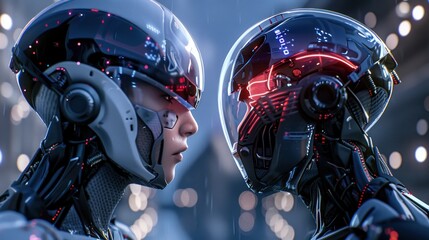 Fototapeta premium two people face each other in a competition to become the champion